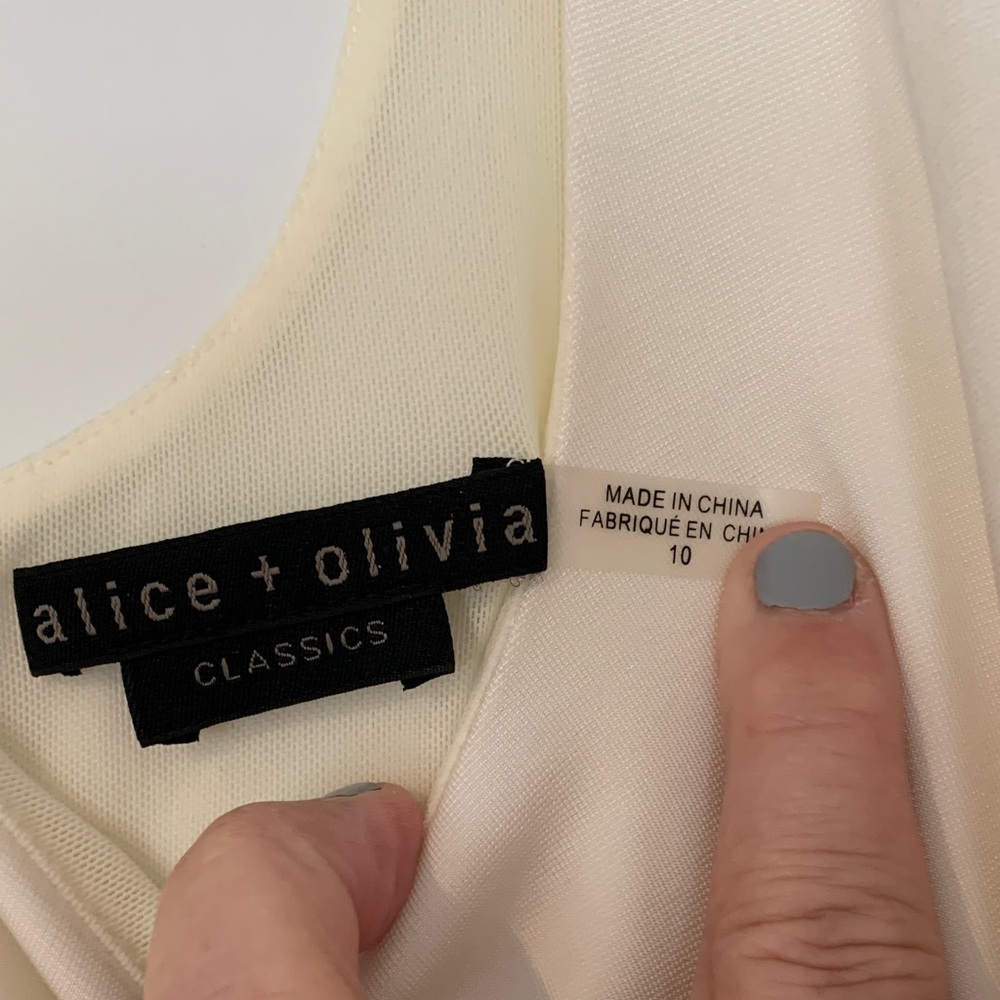 Alice + Olivia James mini  Sleeveless Dress ivory lined - Picture 2 of 11